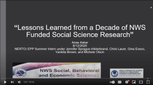 Click to watch: Lessons Learned from a Decade of NWS Funded Social Science Research
