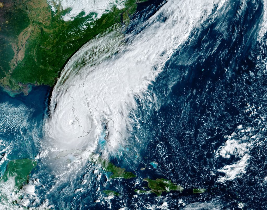 NASA Earth Observatory image of Hurricane Ian by Joshua Stevens, using GOES 16 imagery courtesy of NOAA and the National Environmental Satellite, Data, and Information Service (NESDIS).